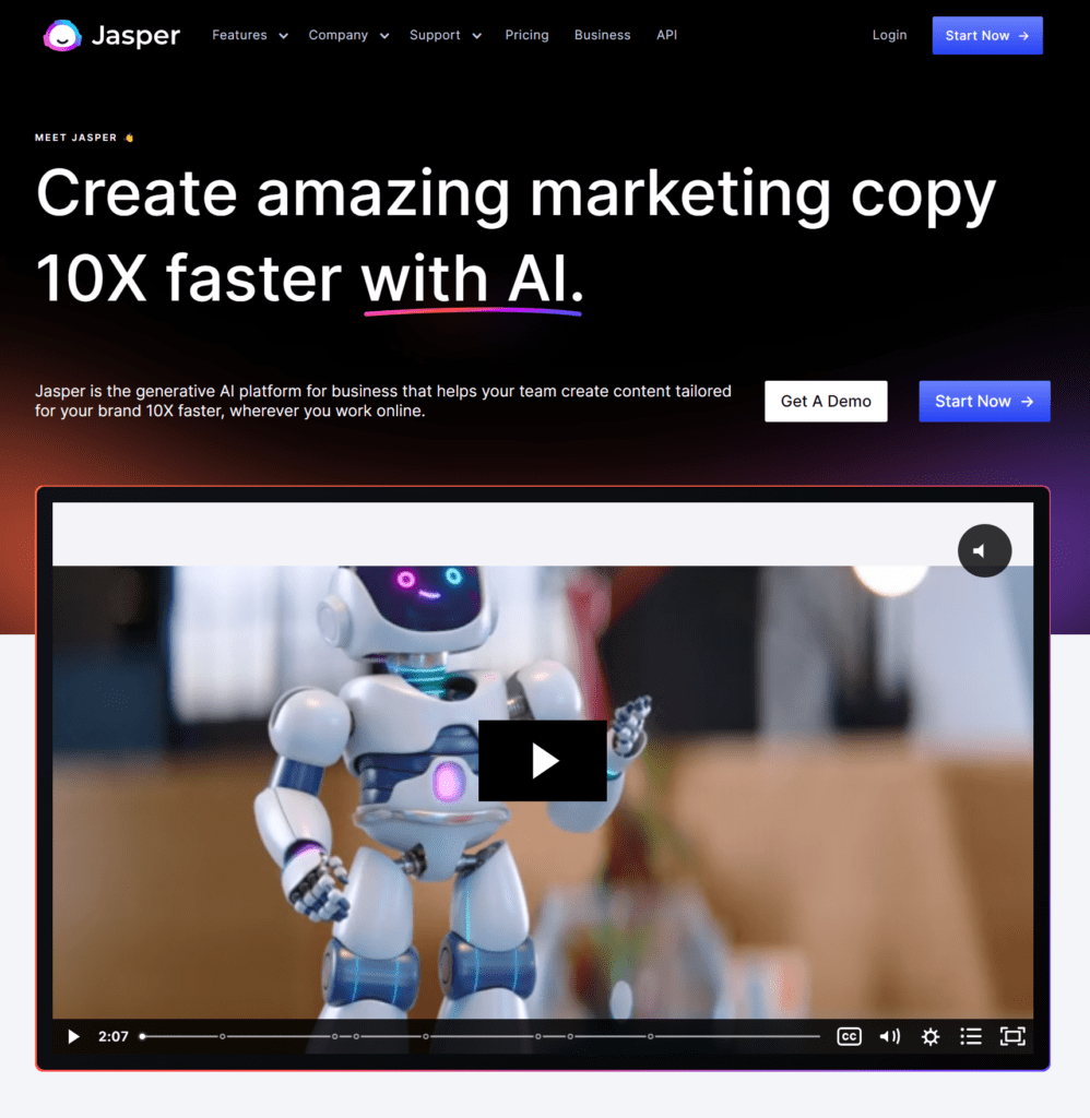 Screenshot of Jasper AI as a content marketing tool to scale content writing