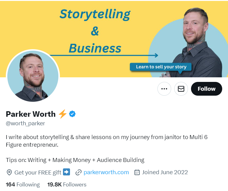 Parker Worth's Twitter profile 