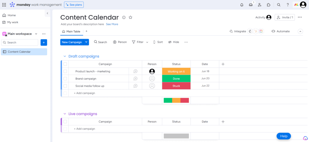 Monday.com as a project management tool for content managers