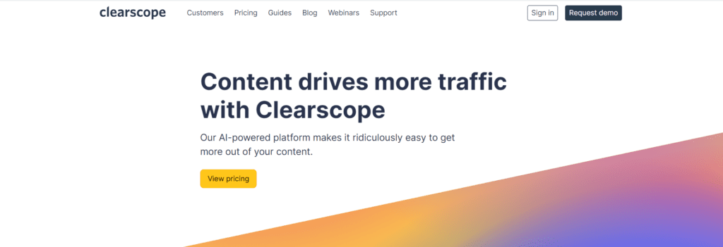 Clearscope Landing page 
