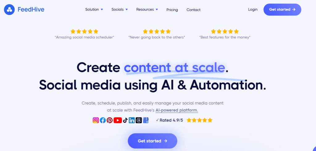 landing page of FeedHive

